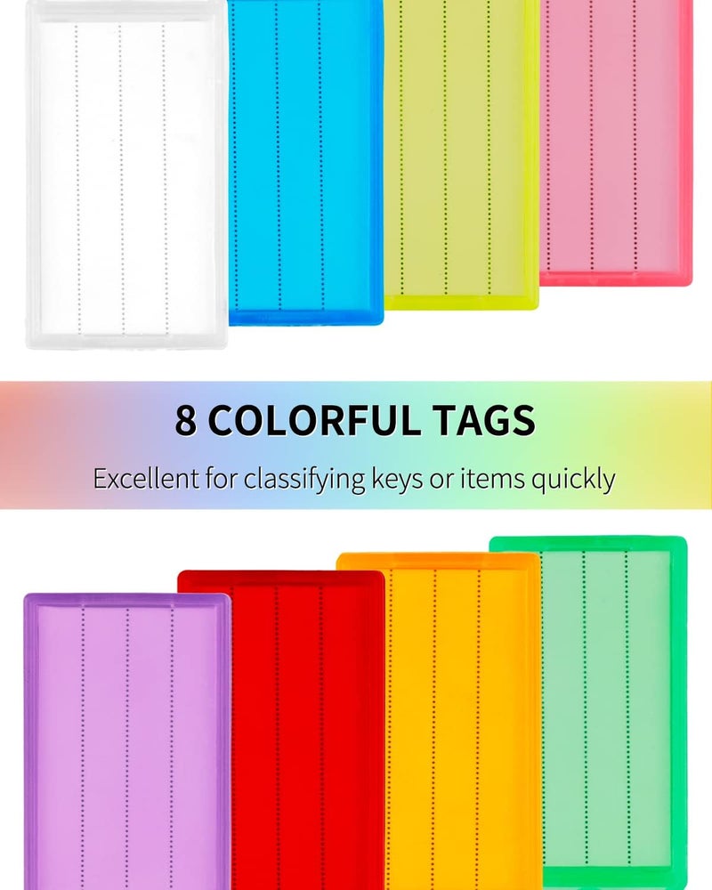 Uniclife Key Tag Rack Slot Style Plastic Wall Mounted Key Holder Organizer with Transparent Tough Key Tag Identifiers Markers in 8 Assorted Colors - Image 4
